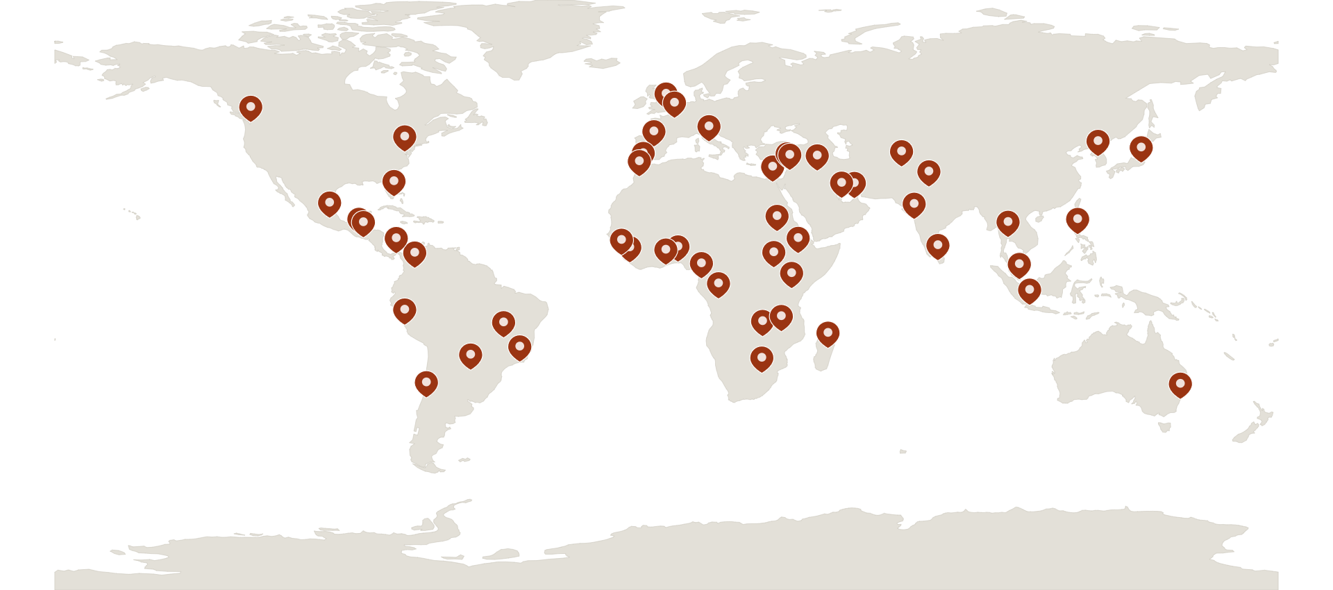 World map showing global presence